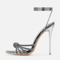 MyClosetAid Open Toe Silver Crystal Band Platform High Heels — color detail