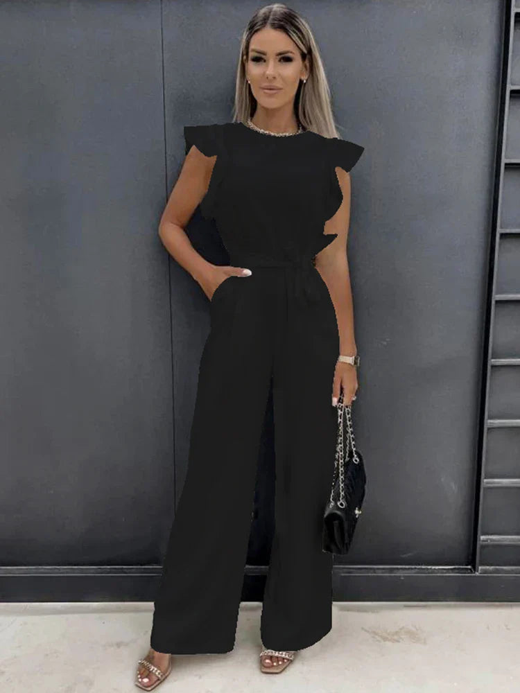 Envy NYC Envy NYC Summer Vintage Short Sleeve Wide Leg Jumpsuit — detail shot 9