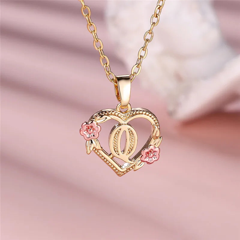 MyClosetAid Female A-Z Letter Flower Pendant Necklace — comparison shot