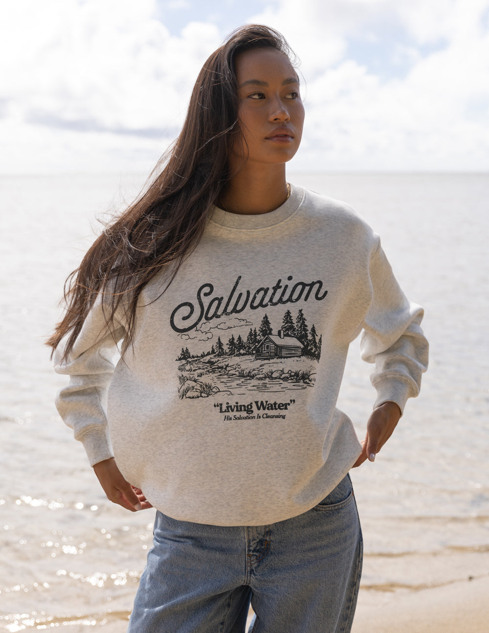 Elevated Faith Salvation Unisex Crewneck — detail shot 6