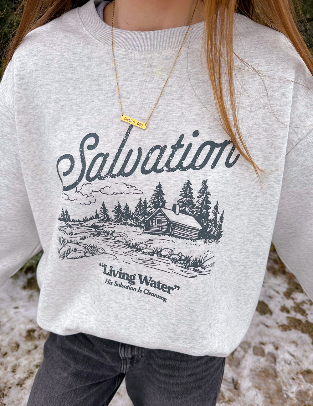 Elevated Faith Salvation Unisex Crewneck — detail shot 8