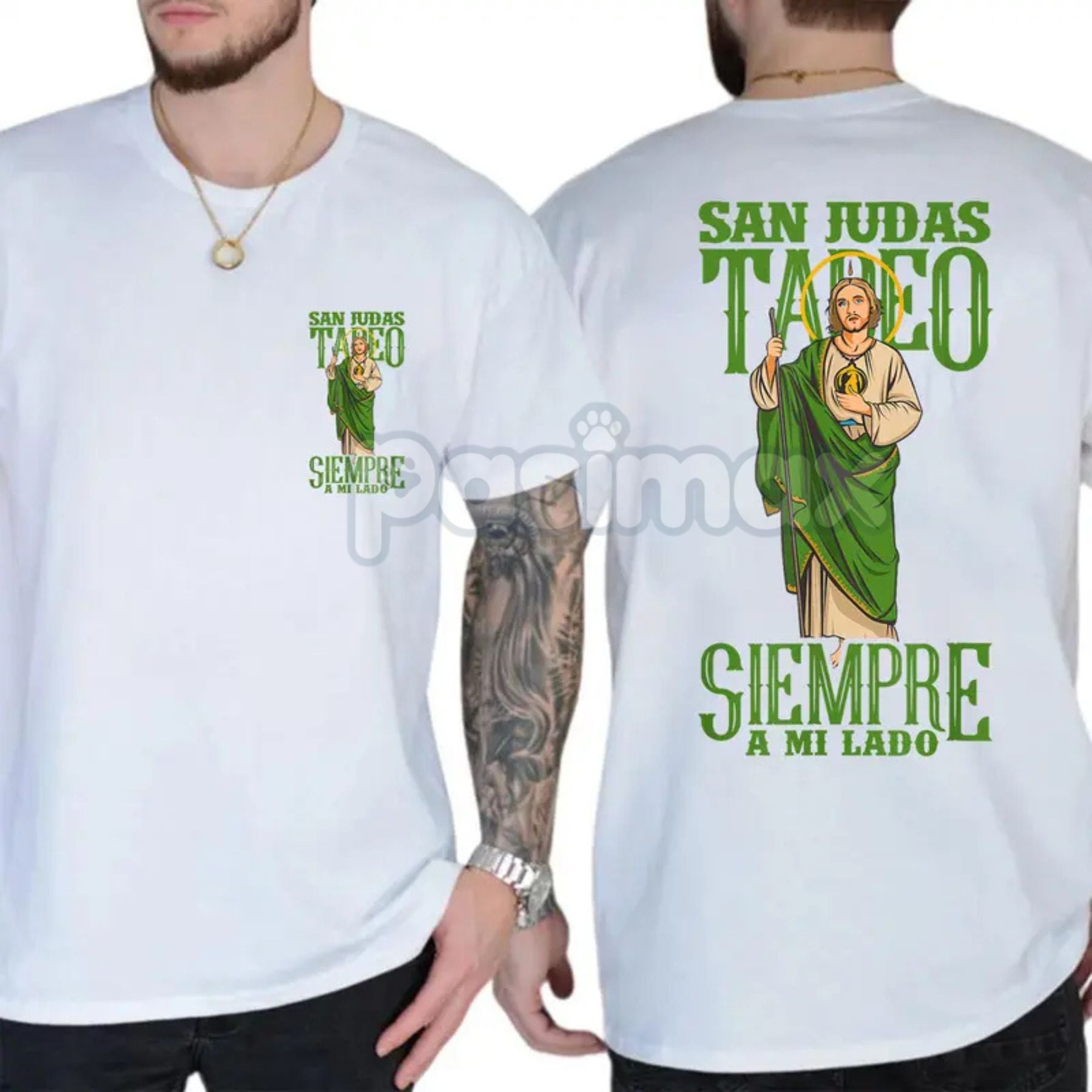 Pasimax San Judas Tadeo Iconic Portrait T-Shirt — main product shot