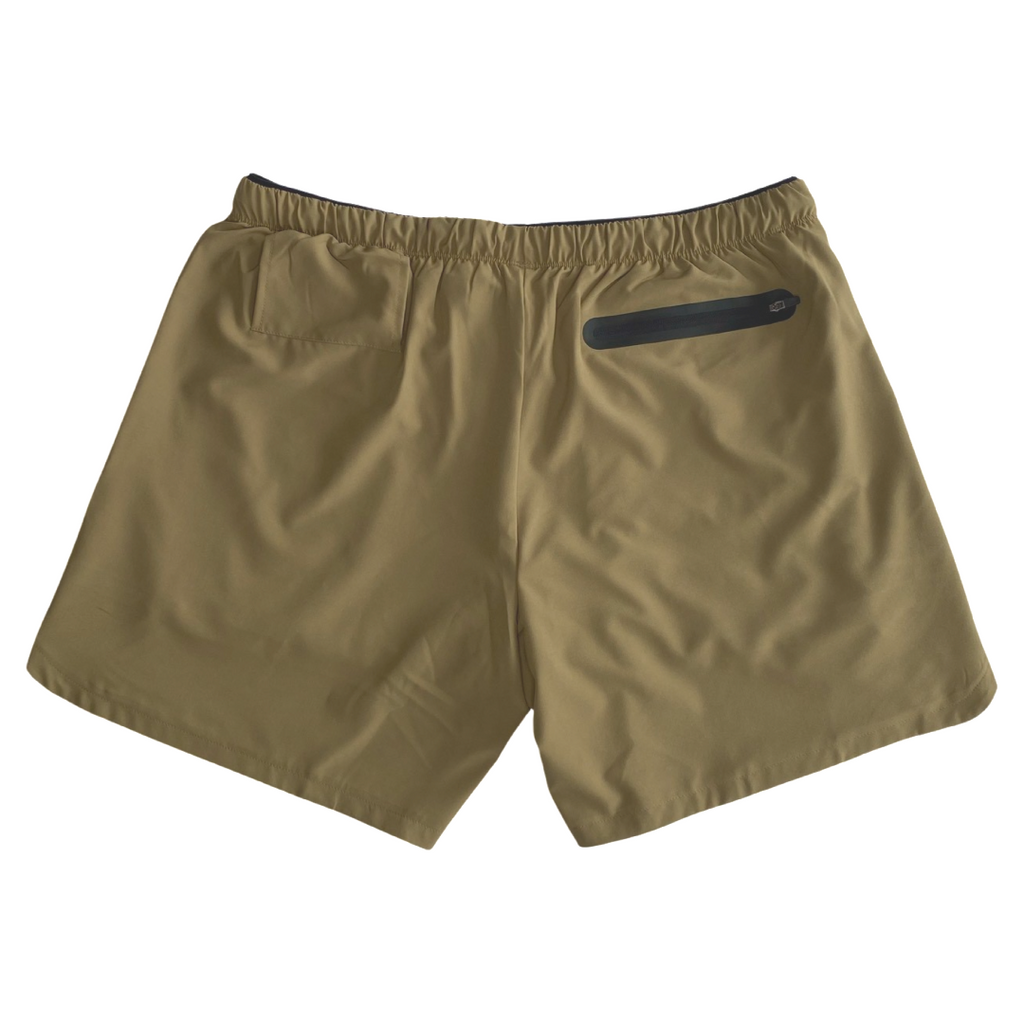 BLACKOUT BARBELL Men's Pro Short (Sand) — construction detail