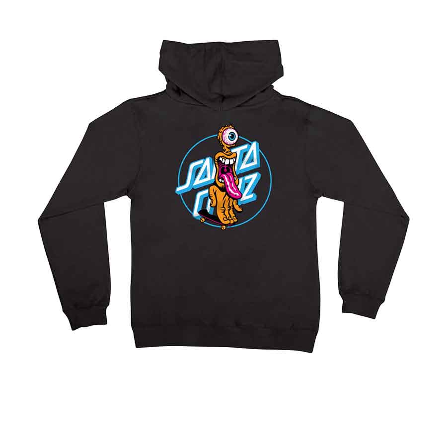 Santa Cruz Grip Dot Pullover Hooded Youth Sweatshirt - Black by Skates USA