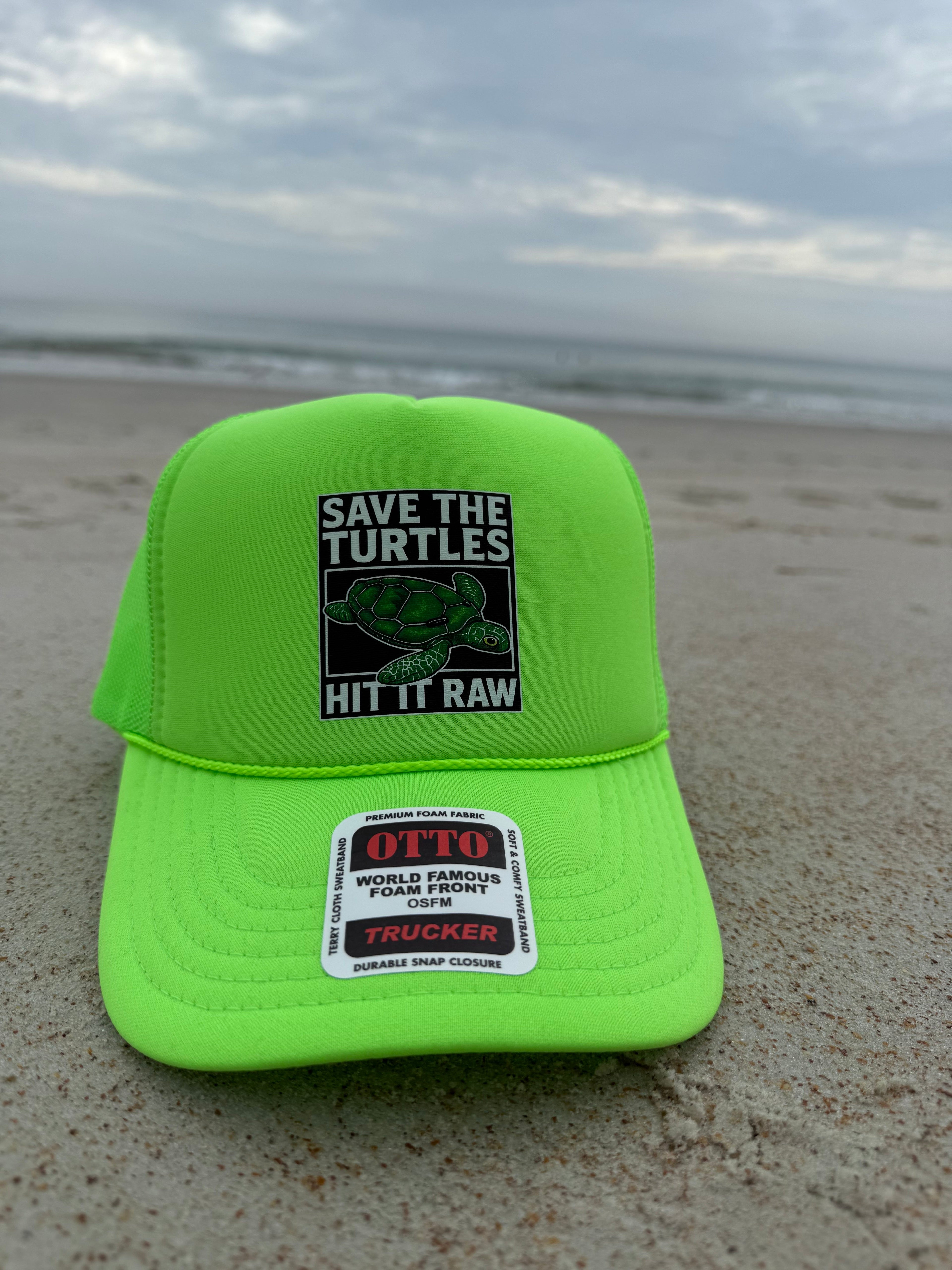 Luckless Outfitters Save The Turtles Trucker Hat — color detail