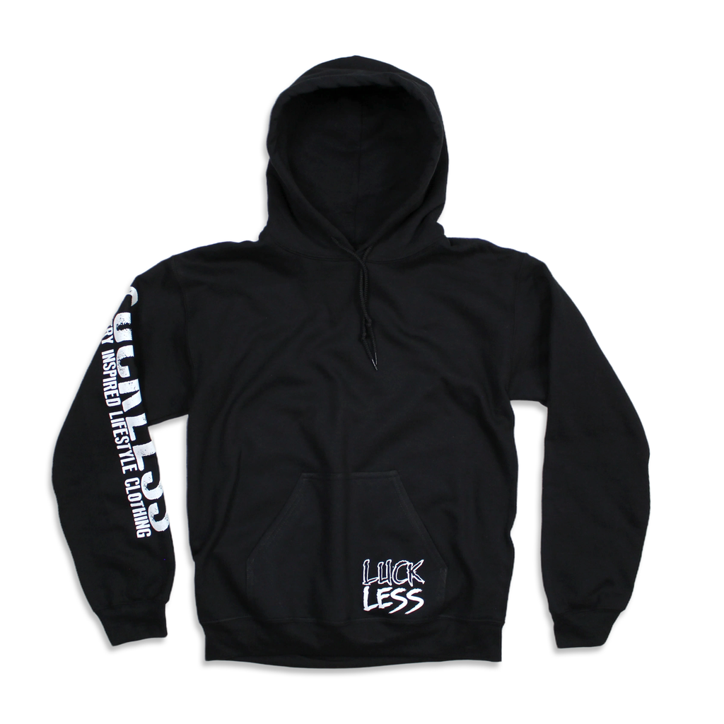 Luckless Outfitters Save a Horse Ride A Blue Collar Man Hoodie — detail close-up