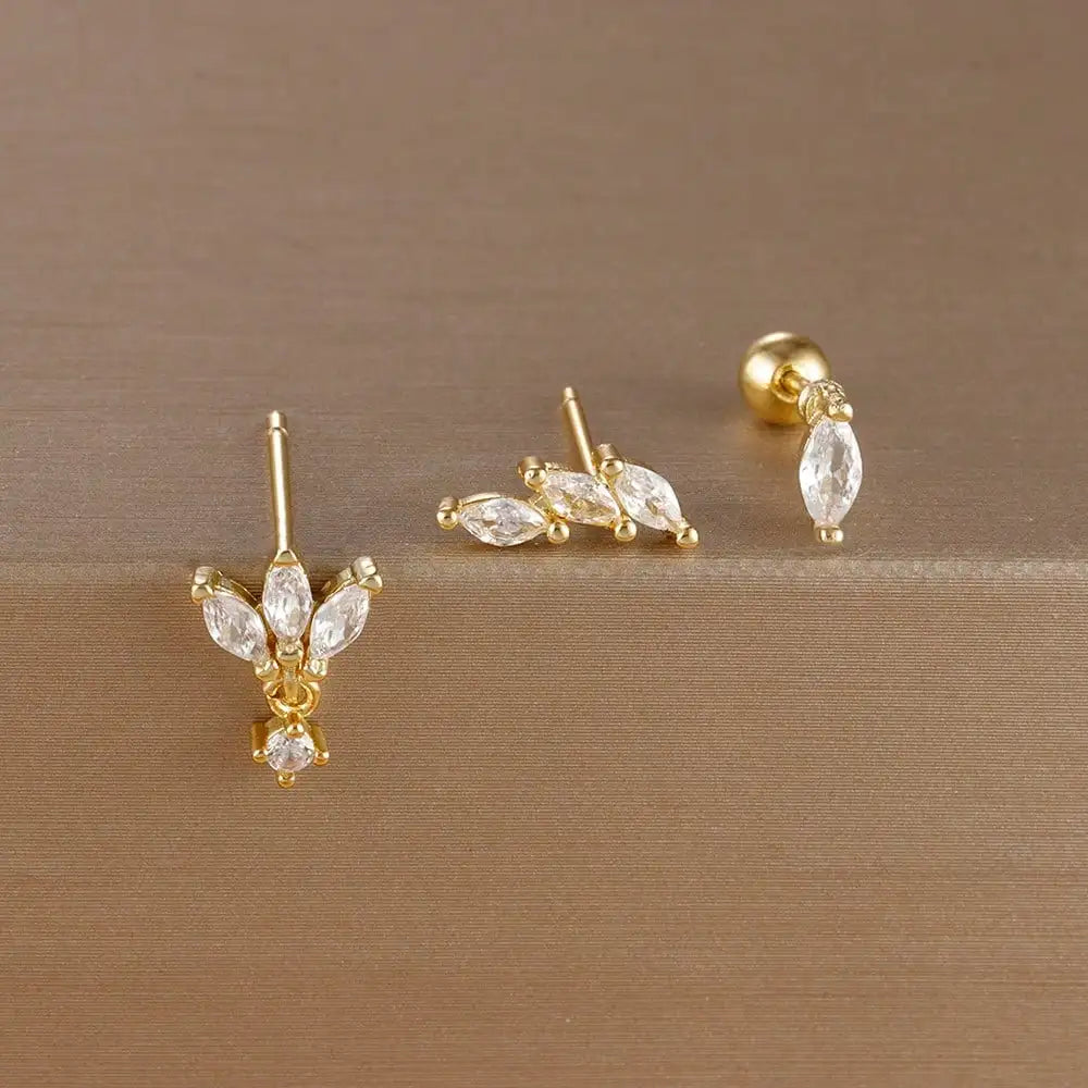 SORI STYLE 3PCS Crown Stud Earring Set for Women — alternative angle
