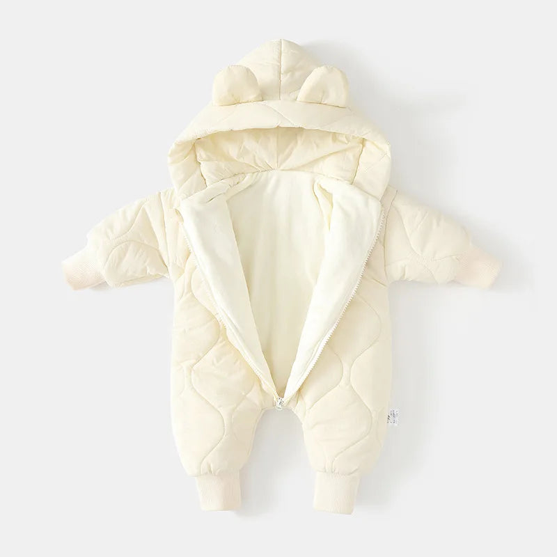 SORI STYLE Warm Winter Baby Romper Bear Jumpsuit — detail close-up