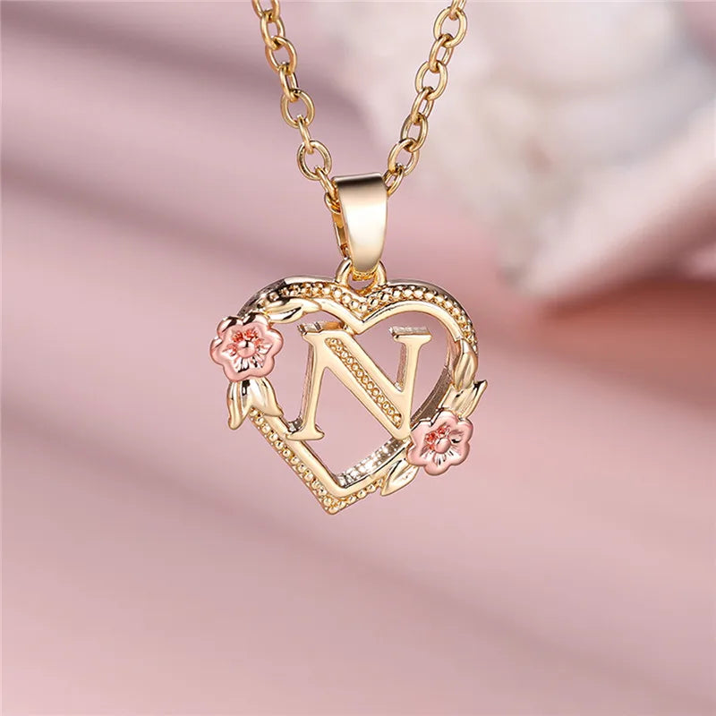 MyClosetAid Female A-Z Letter Flower Pendant Necklace — lifestyle context