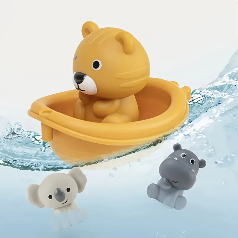 Stackable Animal Floating Bath Toy Set | Toddler Educational Sensory Play with Suction Cups for the Bath, Pool and Beach
