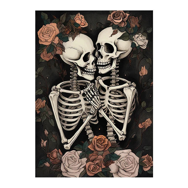 Perfecsy Retro Crow Witch Bat Skull Dark Academia Gothic Victorian Style Wall Art Canvas Painting Poster Print Halloween Gift