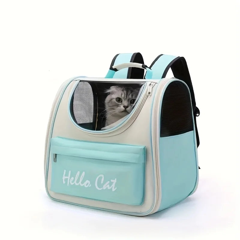 Perfecsy Large capacity collapsible pet backpack with zip closure, handle and mesh vent, perfect for cats and small dogs trav