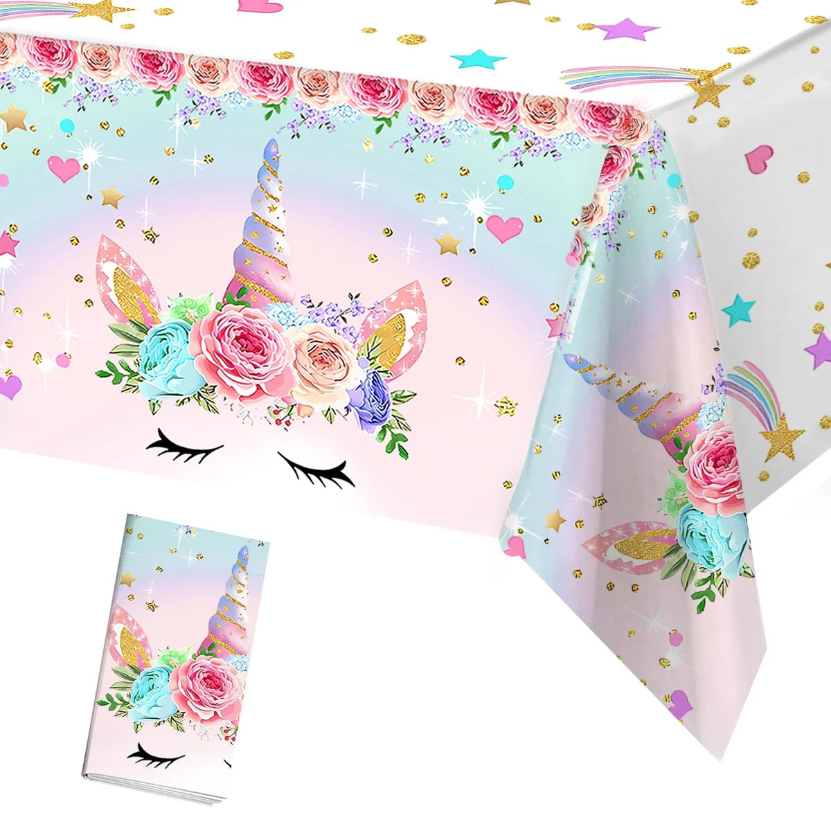 Perfecsy Unicorn Party Disposable Tablecloth Unicorn Birthday Party Decoration Girl Disposable Tableware Tablecloth Girls Bab