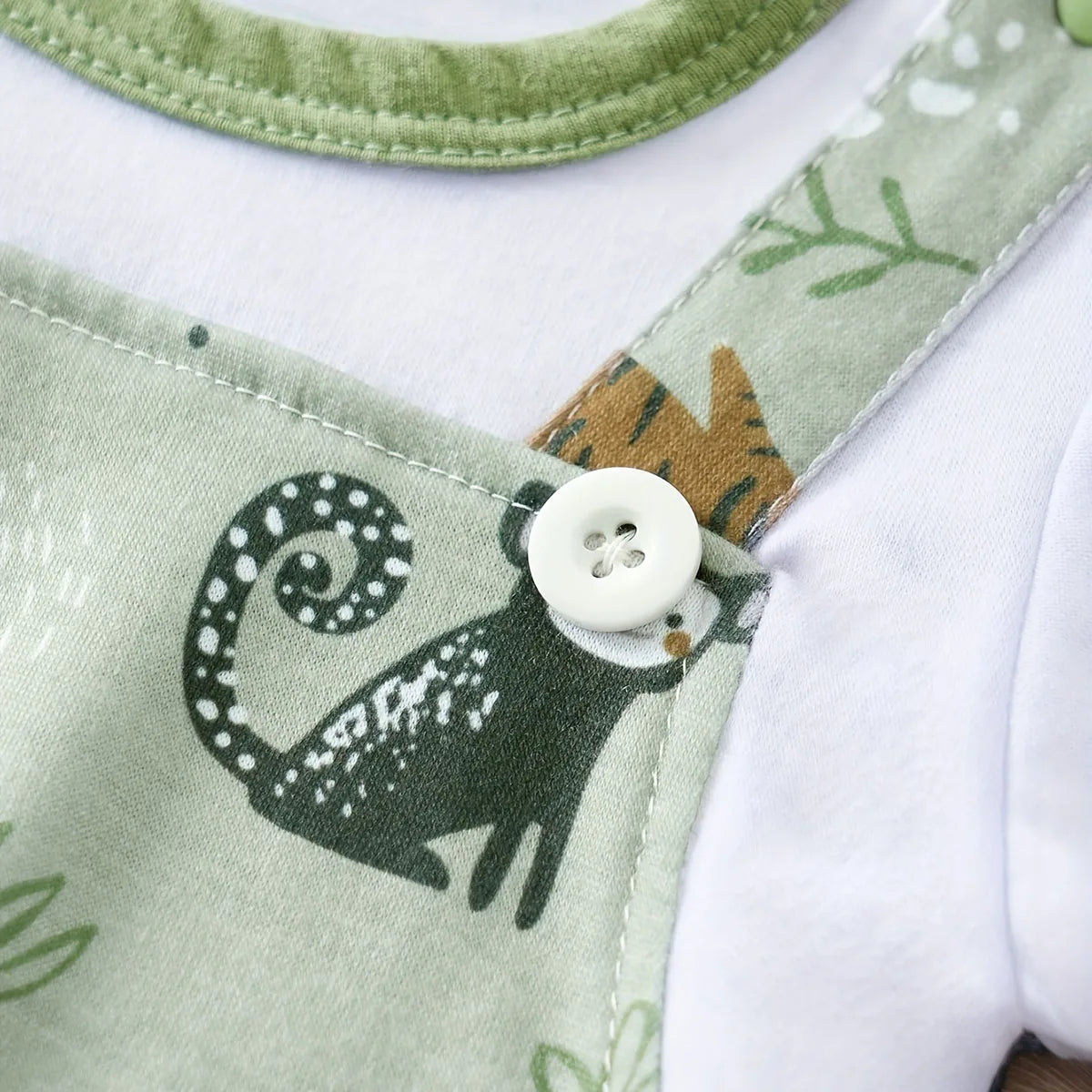 SORI STYLE Cute Zoo Animal Print Infant Romper for Everyday Comfort — side view