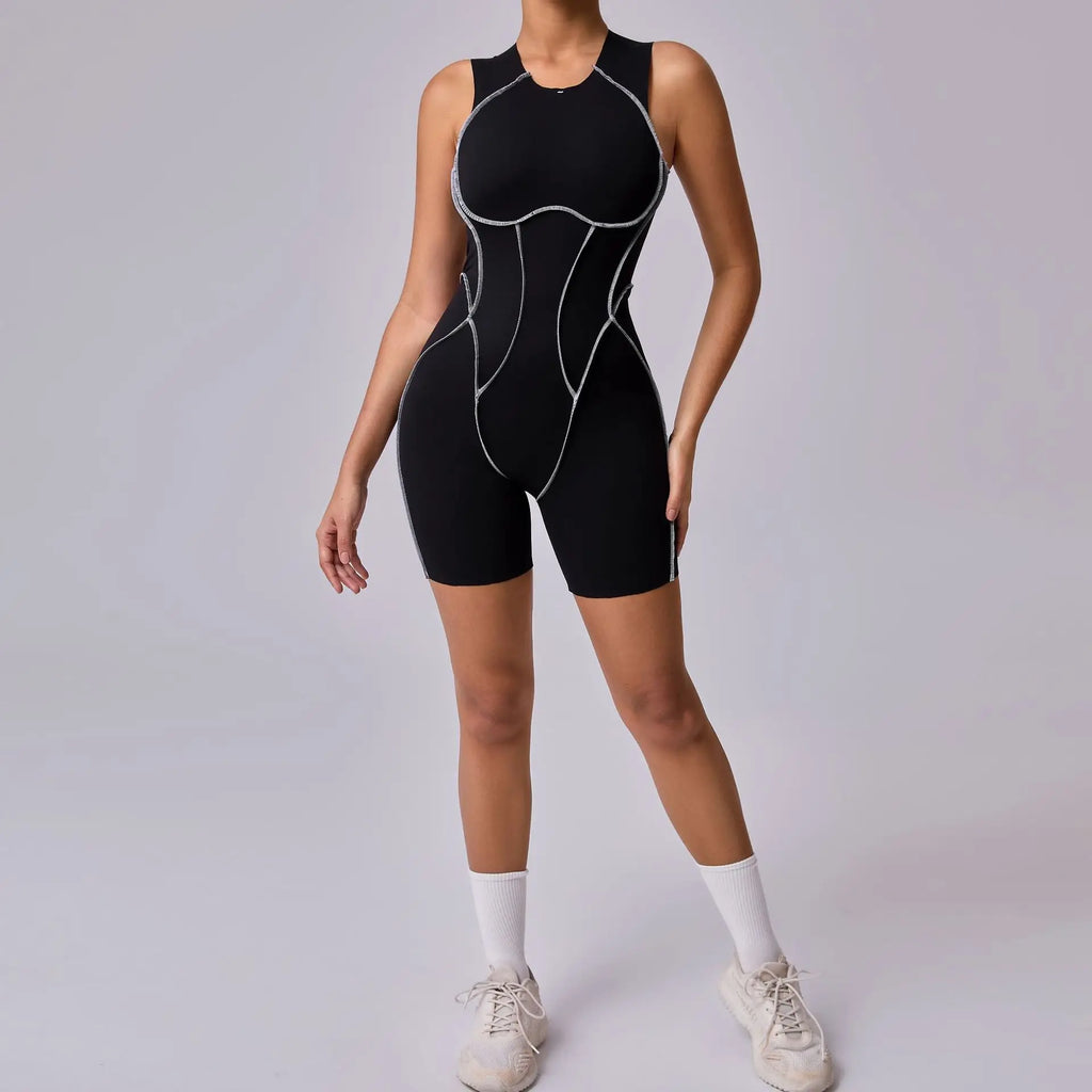 DINGPAI Back Scrunch Yoga Jumpsuit Women One-Piece Suit Sleeveless