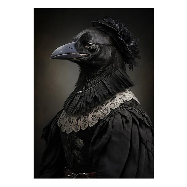 Perfecsy Retro Crow Witch Bat Skull Dark Academia Gothic Victorian Style Wall Art Canvas Painting Poster Print Halloween Gift