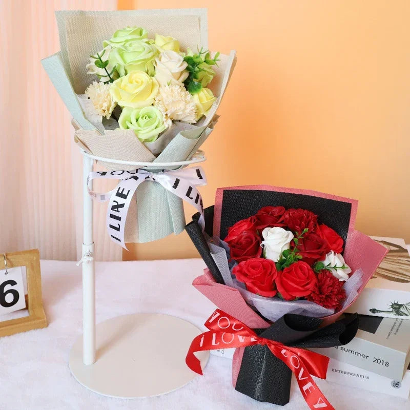 Perfecsy Artificial Soap Flower Preserved Bouquet Pink Rose Realistic for Mothers Day Valentines Day Anniversary Romantic Gif