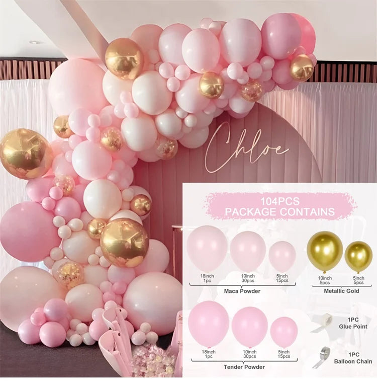 Perfecsy Tender Pink Gold Balloon Garland Arch Kit Wedding Birthday Party Decoration Adult Kids Baby Shower Decor Ballon Wedd