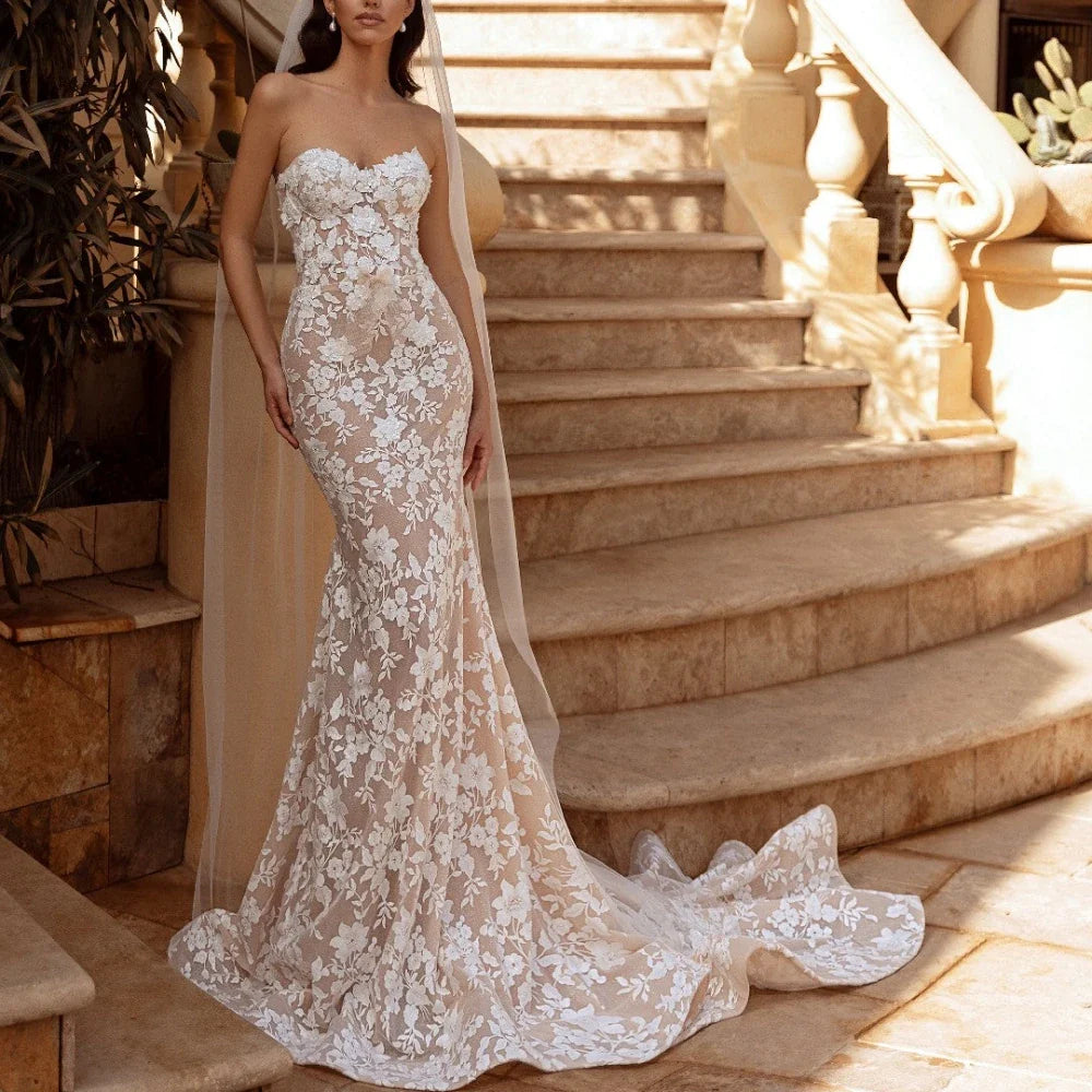Envy NYC Envy NYC Detachable Train Mermaid Wedding Dress — construction detail