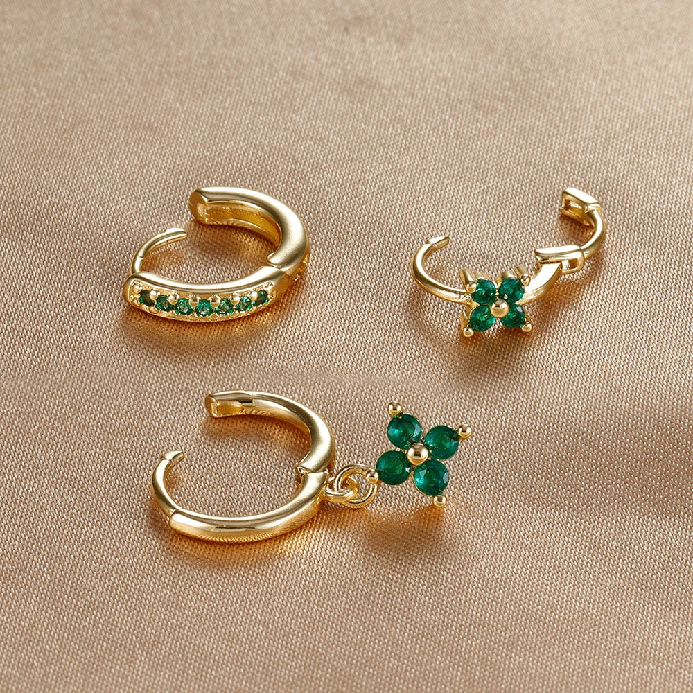 SORI STYLE 3PCS Flower Drop and Dangle Earring — side view