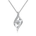 SORI STYLE 925 Silver Feather Zircon Pendant Necklace — main product shot