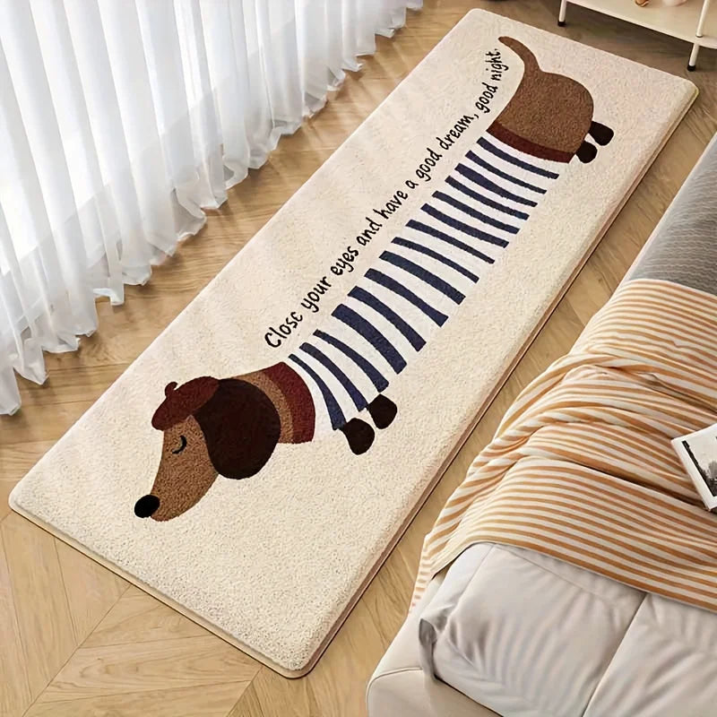 VIKAMA Long Dog Carpet Bedroom Bedside Rugs Bay Window Mat Living Room Carpet Cute Door Mat Absorbent Bathroom Carpet Home Decor