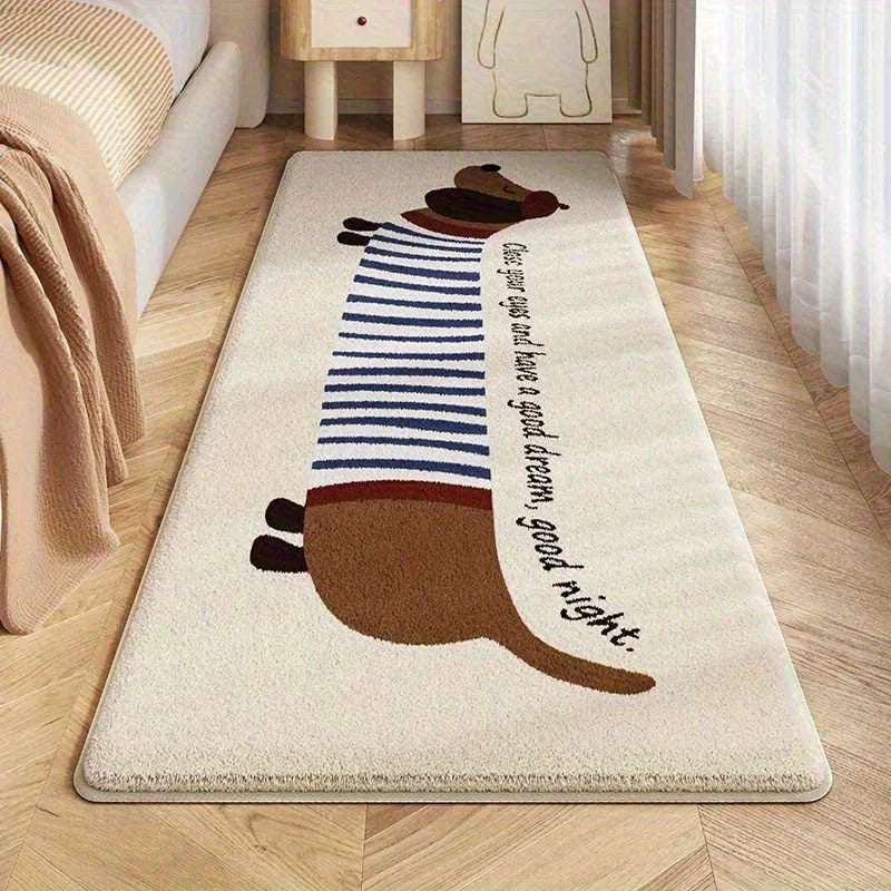 VIKAMA Long Dog Carpet Bedroom Bedside Rugs Bay Window Mat Living Room Carpet Cute Door Mat Absorbent Bathroom Carpet Home Decor