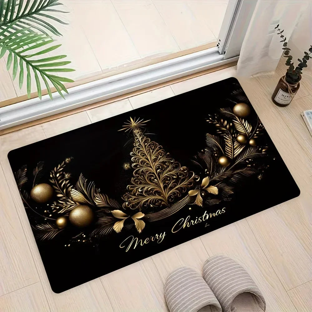 Perfecsy VIKAMA Christmas carpet soft doormat Christmas tree romantic floor mat living room carpet Rug For Bedroom Welcome Ma