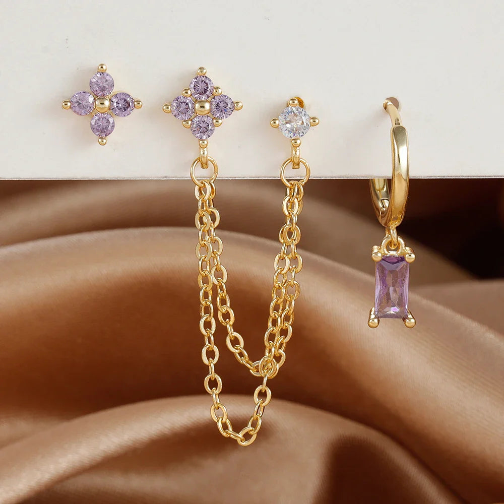 SORI STYLE Zodiac Birthstone Earrings Set for Everyday Celestial Style — alternative angle
