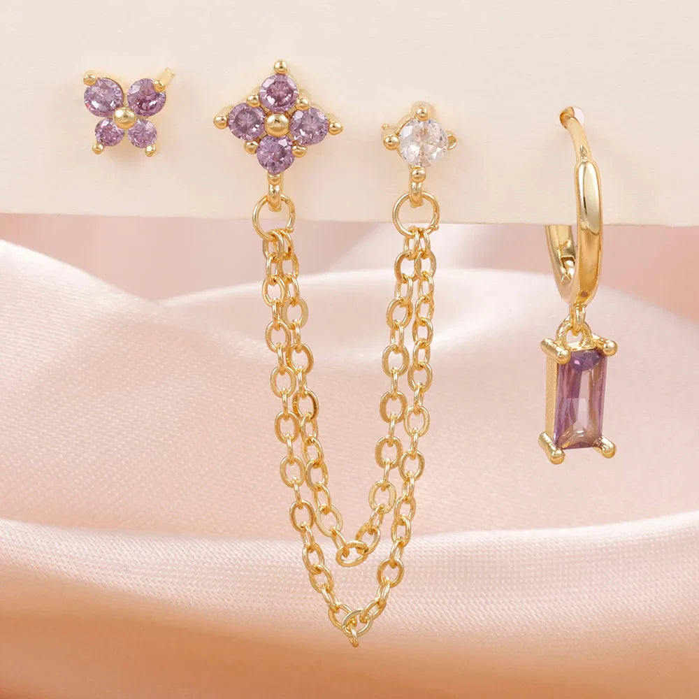 SORI STYLE Zodiac Birthstone Earrings Set for Everyday Celestial Style — detail close-up