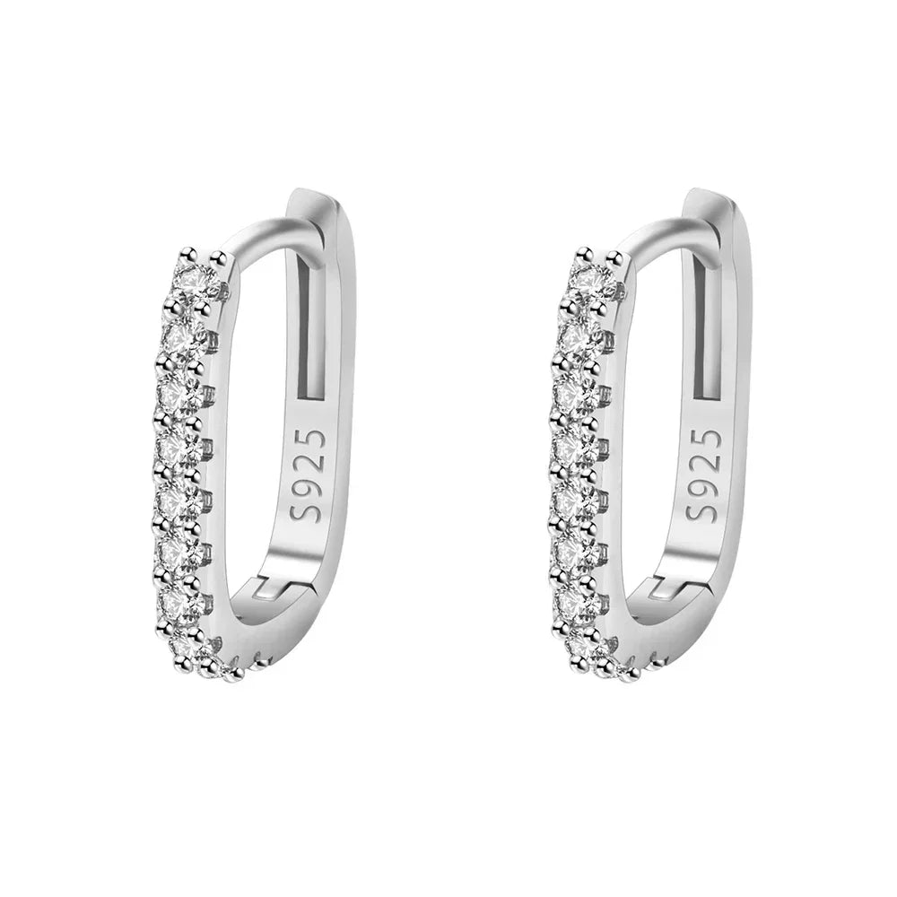 SORI STYLE 925 Sterling Silver Crystal Fashion Hoop Earrings — product on model