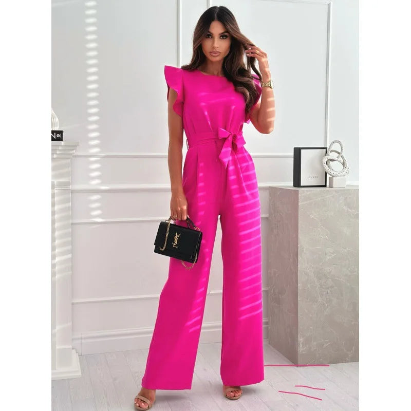 Envy NYC Envy NYC Summer Short Sleeve Wide Leg Jumpsuit — Short Sleeve detail