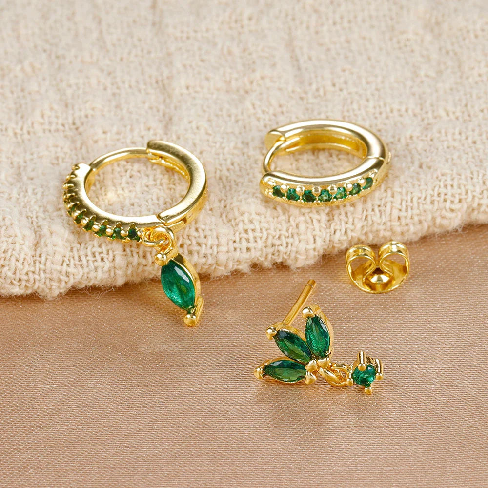 SORI STYLE 3PCS Horse Eye Zircon Stud Earrings — alternative angle