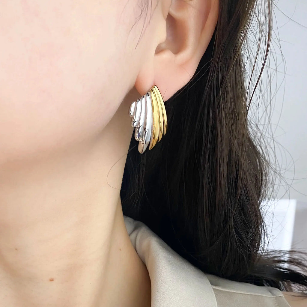 SORI STYLE Hypoallergenic Geometric Stud Earrings for Women — side view