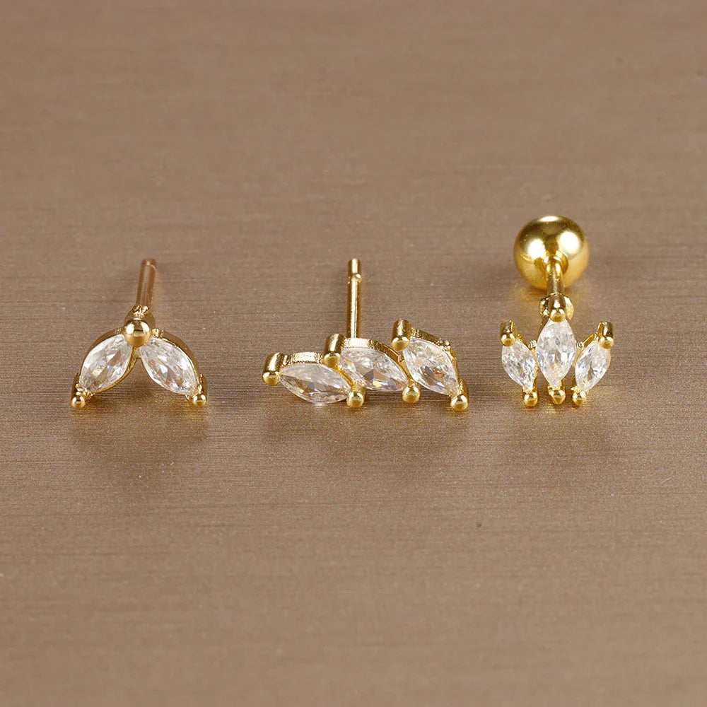 SORI STYLE 3PCS Crown Stud Earring Set for Women — comparison shot