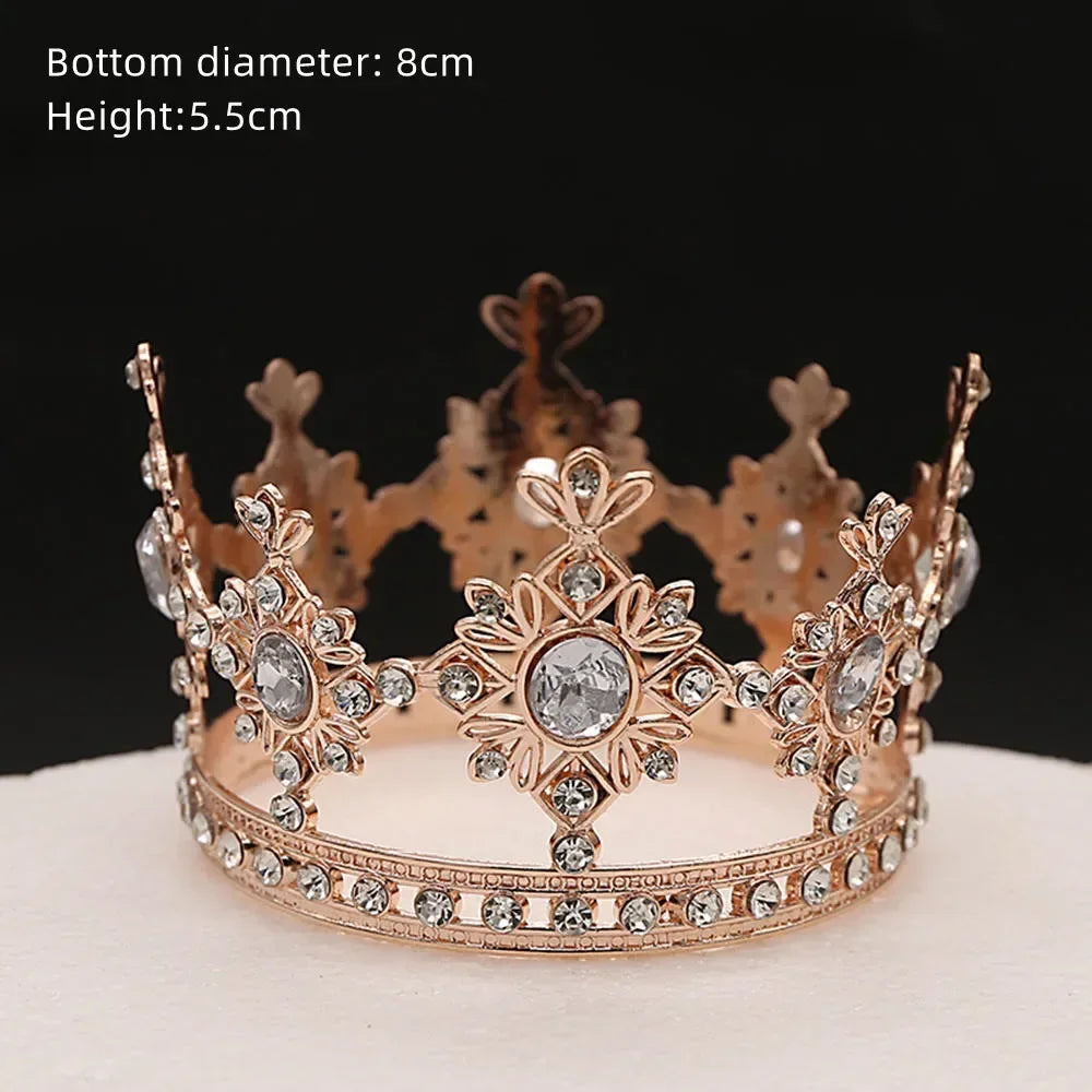 Perfecsy Rhinestone Crown Baking Cake Topper Headwear Decoration Children's Hair Accessories Princess Wedding Birthday Party 