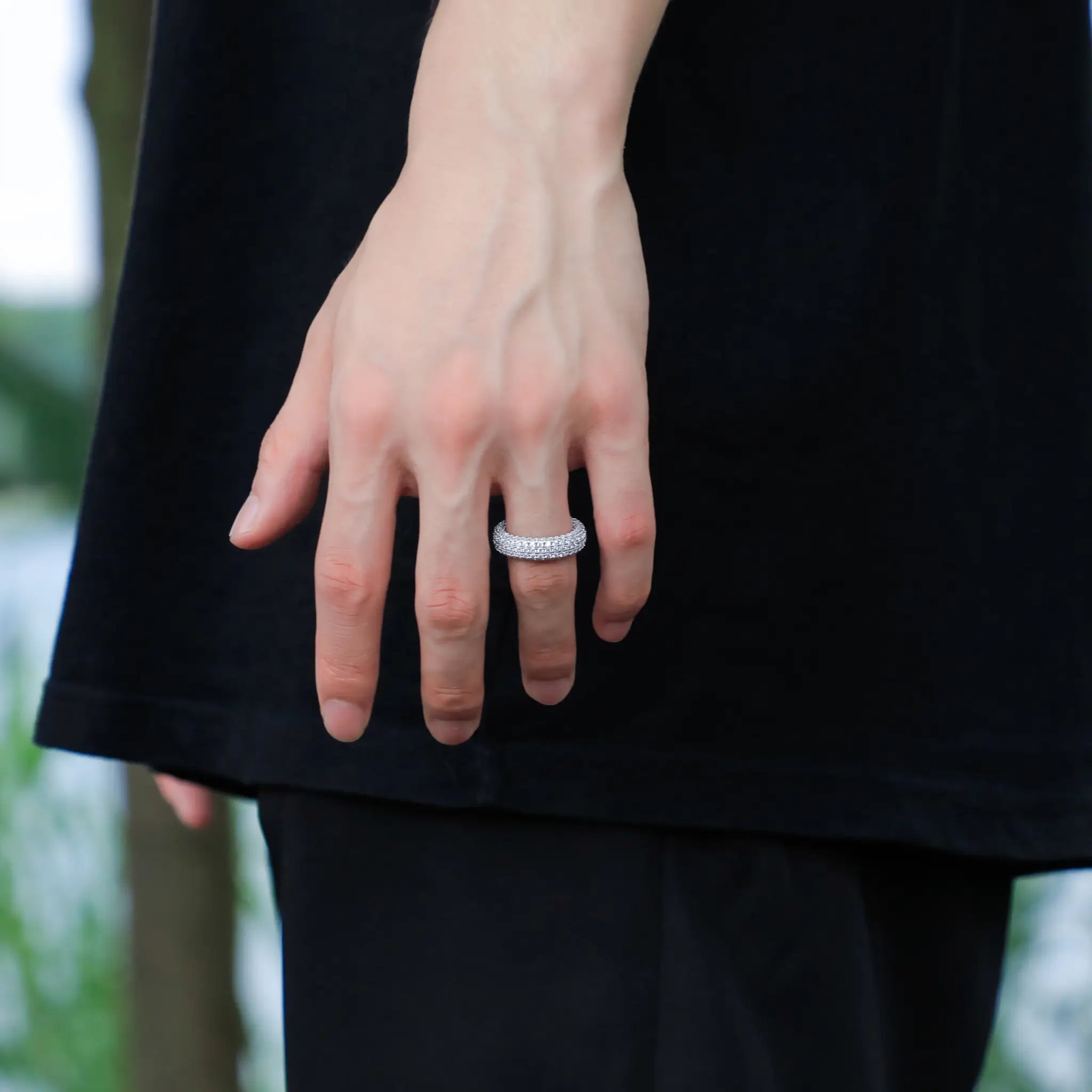 MyClosetAid 925 Sterling Silver Stamp Full Iced Out Cubic Zirconia Ring — lifestyle context