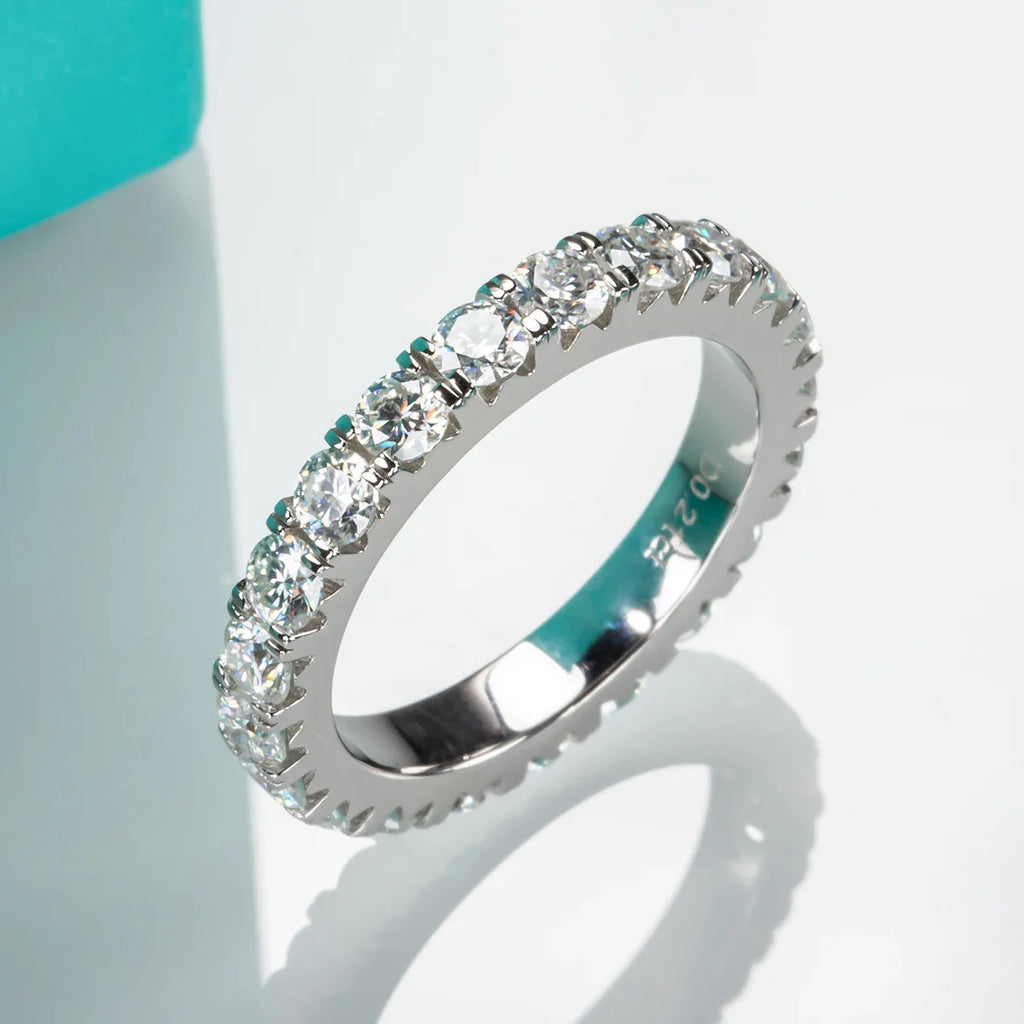 3 MM Round Cut Full Eternity Moissanite Band Ring