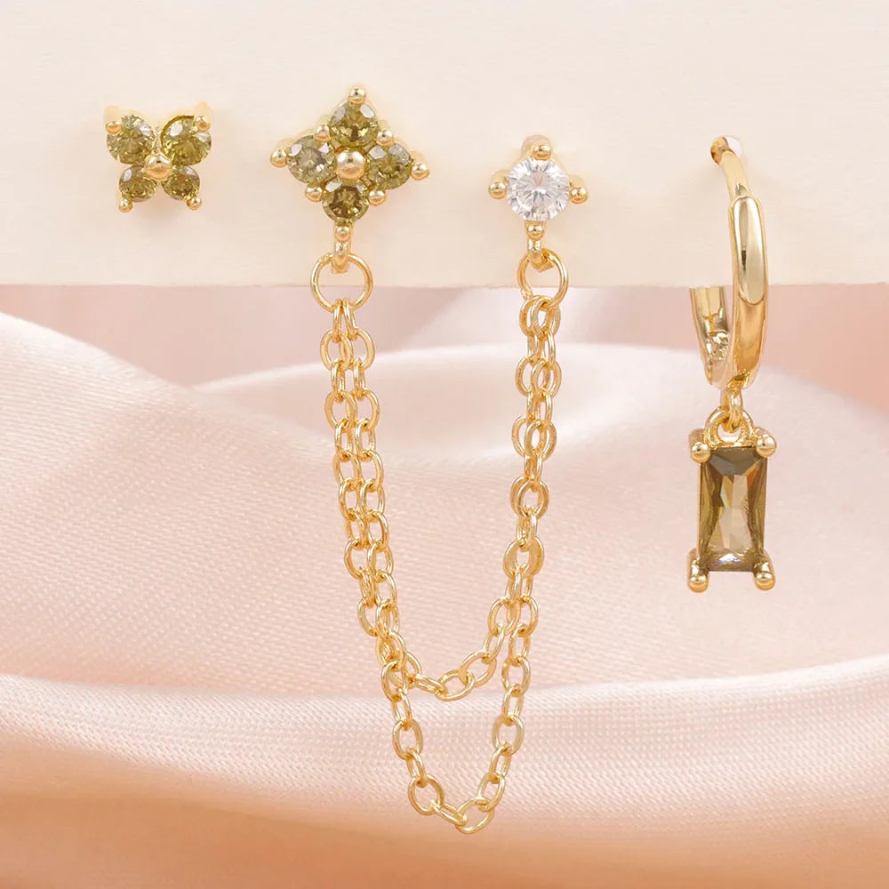 SORI STYLE Zodiac Birthstone Earrings Set for Everyday Celestial Style — fabric or material detail