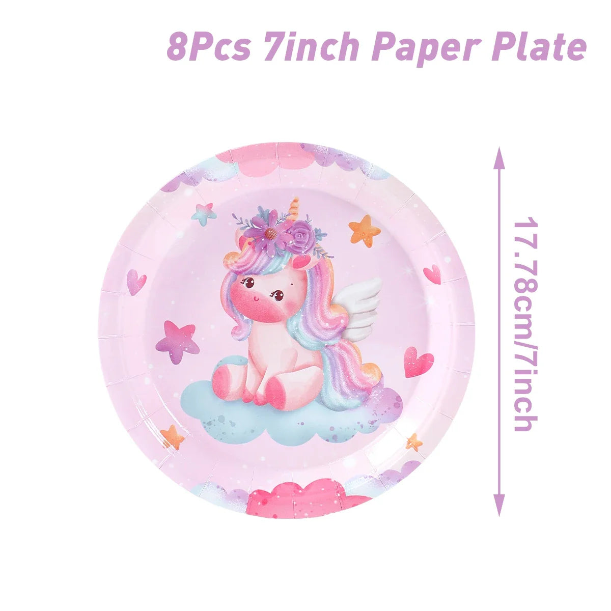 Perfecsy Unicorn Disposable Tableware Set Plates Cups Napkins Birthday Party Decoration Kids Boy Girl Wedding Birthday Party 