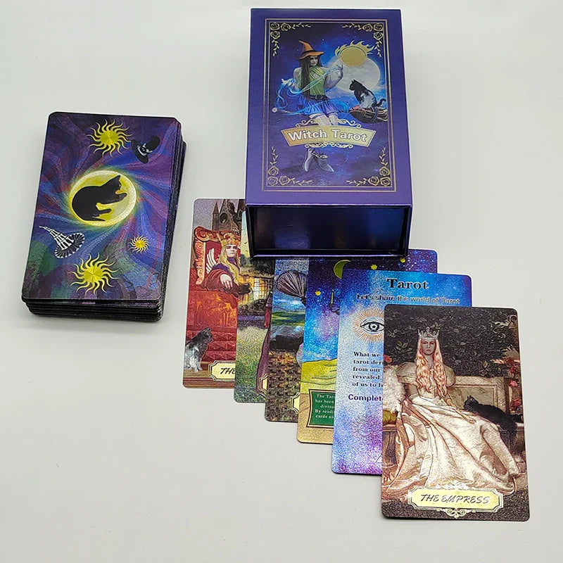 New Pattern Gold Foil Tarot Cards Witch Divine Predictive Board Game Waterproof Mystery Deck For Beginners And Collectors