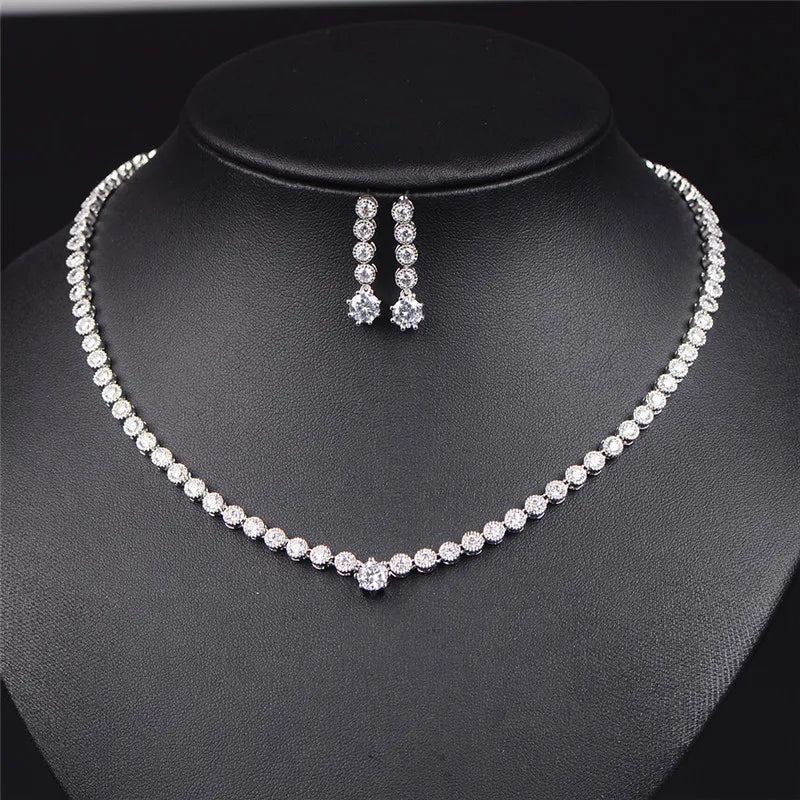 Envy NYC ZAKOL Brand Gorgeous Shiny Full Zirconia Earring Necklaces Jewelry Set Luxury… — detail shot 8