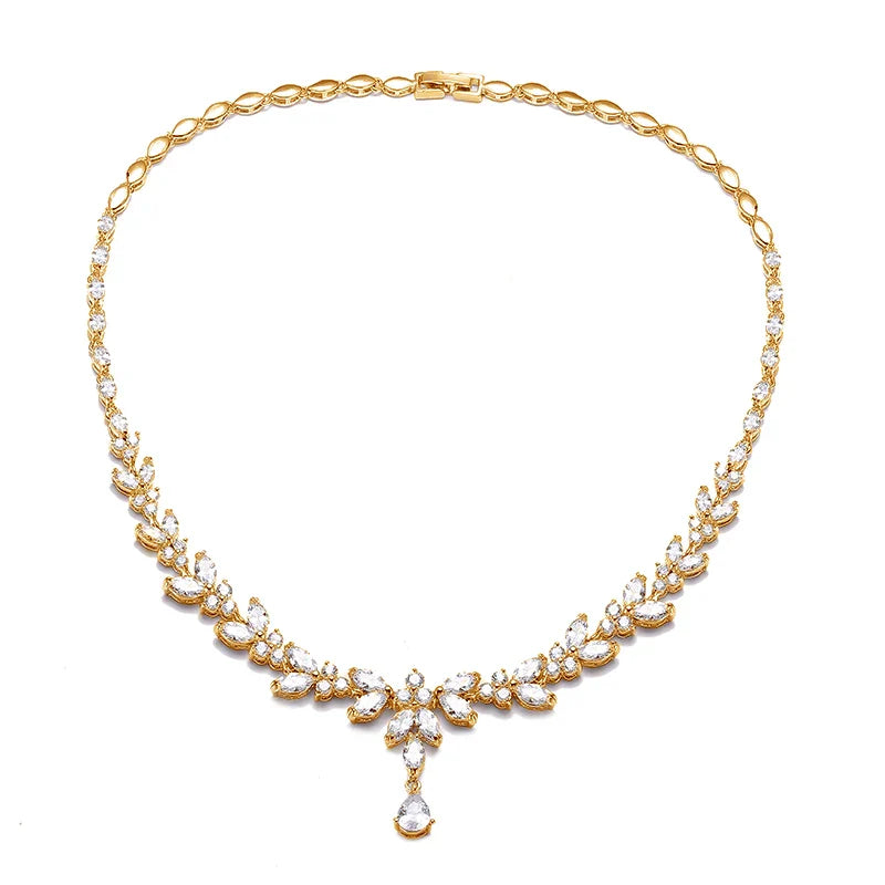 Envy NYC Brilliant Zirconia Leaf Necklace, Earrings & Bracelet Set — detail shot 9