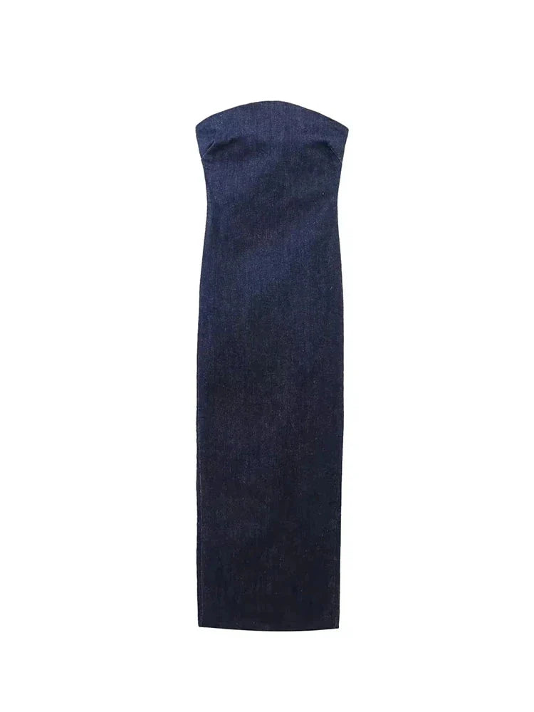 Envy NYC Envy NYC Denim Strapless Stretch Dress — construction detail