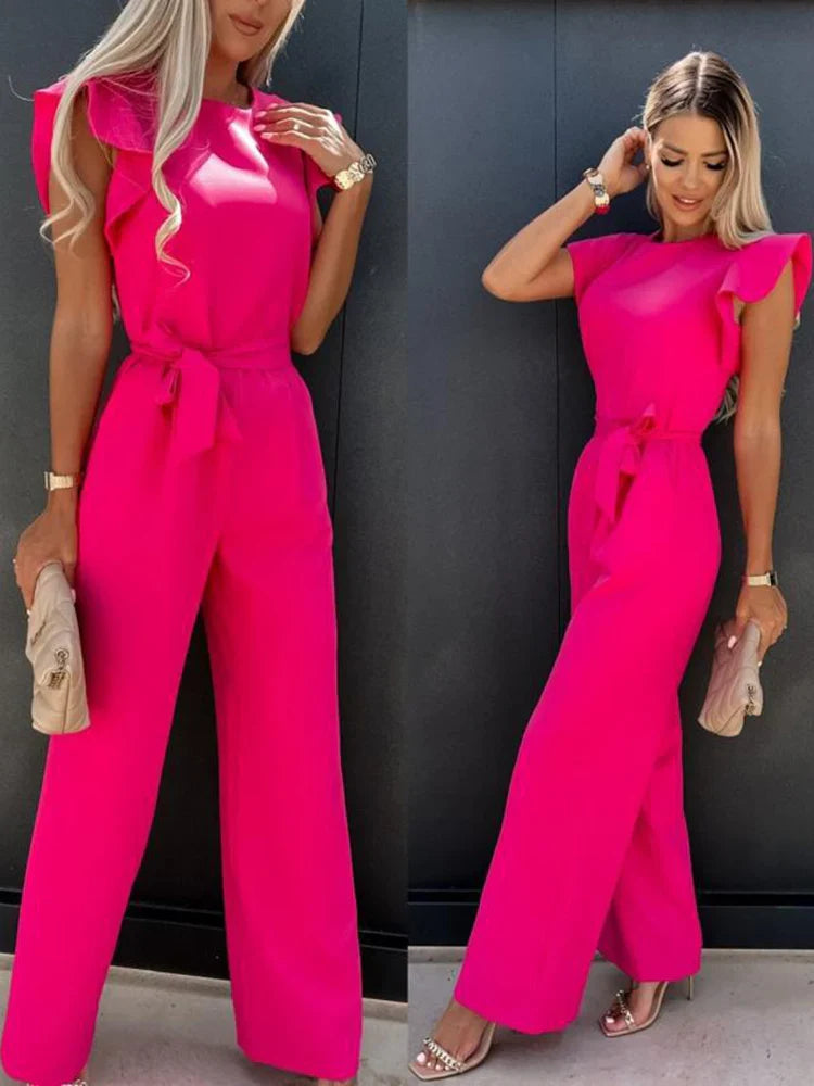 Envy NYC Envy NYC Summer Vintage Short Sleeve Wide Leg Jumpsuit — detail shot 6