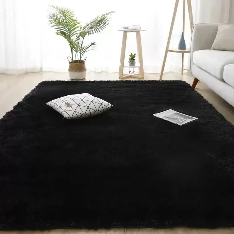 Perfecsy VIKAMA Minimalist Solid Color Shaggy Rug Fluffy and Soft Living Room Sofa Coffee Table Rug Nursery Floor Mat Home De