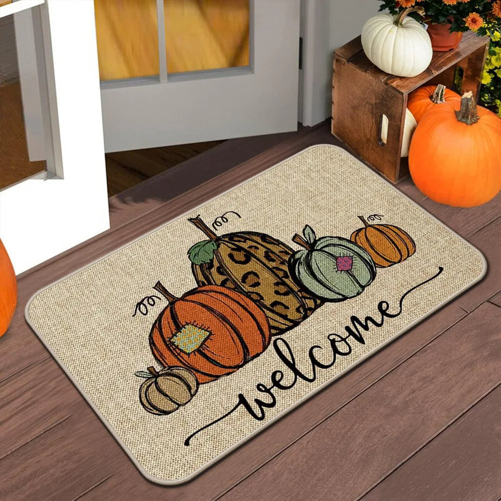 Perfecsy VIKAMA Halloween Autumn Door Mat Thanksgiving Welcome Mat Indoor/Outdoor Anti-Slip Carpet Home Decoration — main pro