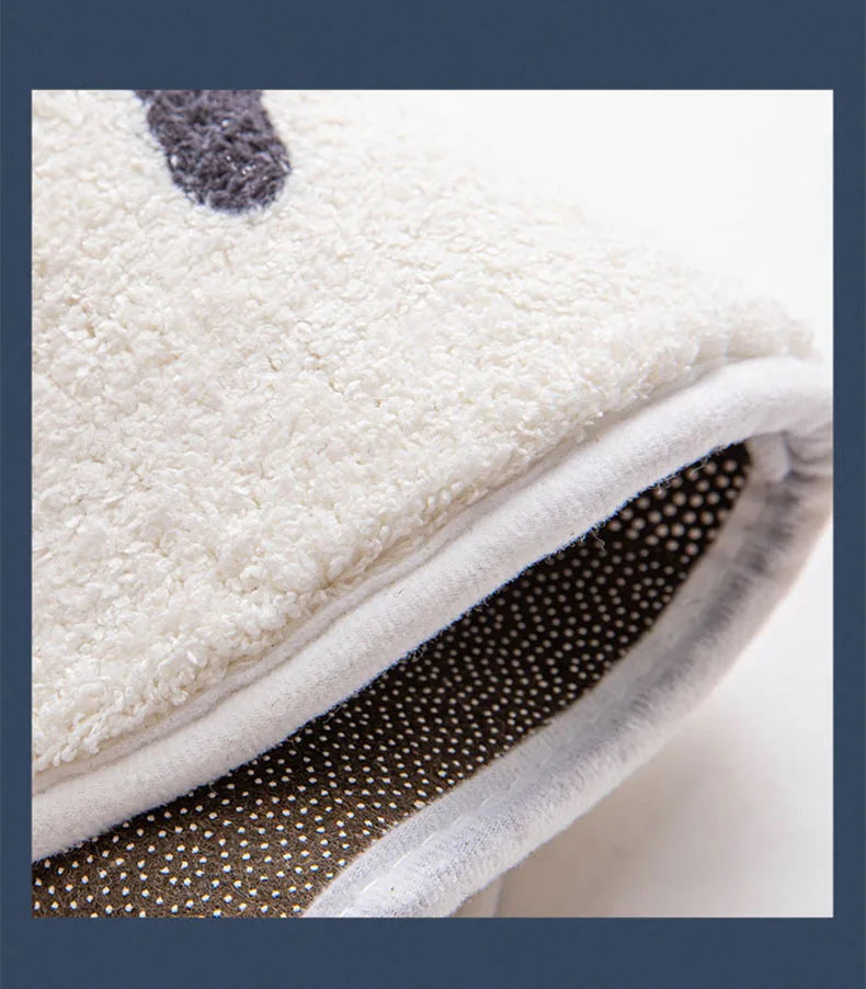 Perfecsy VIKAMA Simple Flowers Imitation Cashmere Toilet Mat Soft Insulation Non-Slip Entrance Carpet Balcony Mat Home Decora