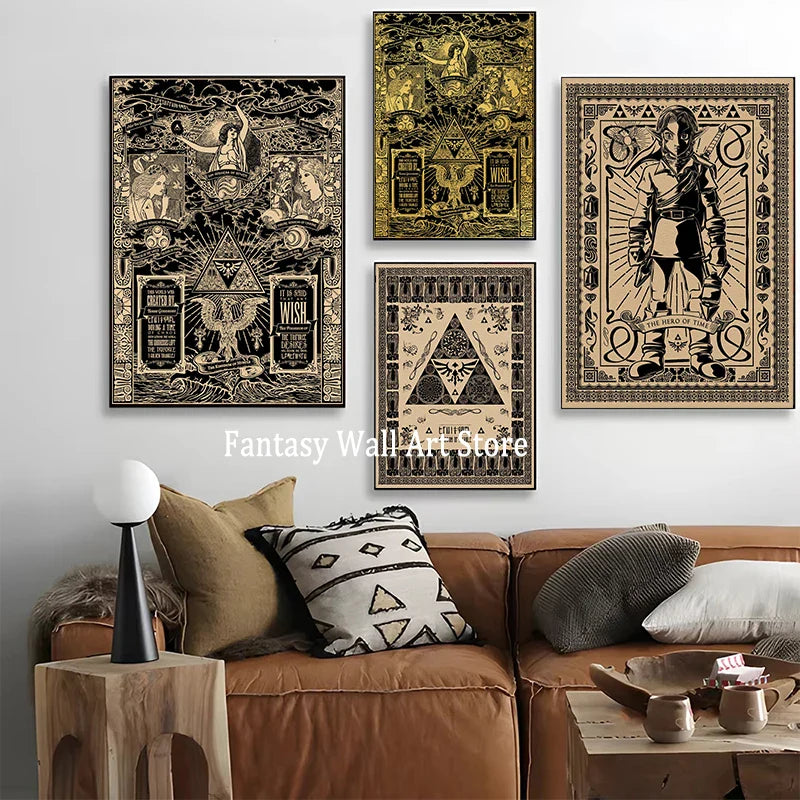 Perfecsy Z-zzelda Game Vintage Poster Legend of Zzelda Wall Decor Classic Video Game Prints Canvas Wall Decoration Gaming Roo