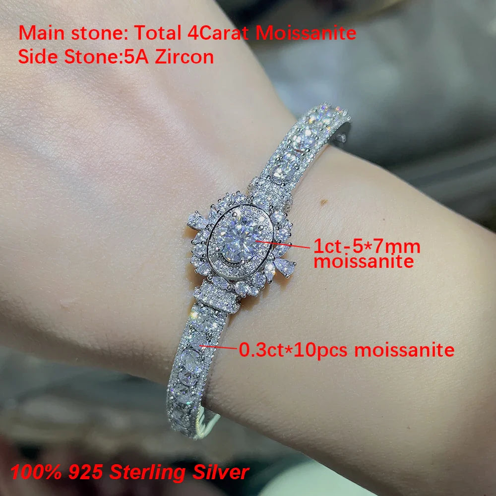 MyClosetAid Luxury Moissanite Open Bangles 925 Sterling Silver — alternative angle